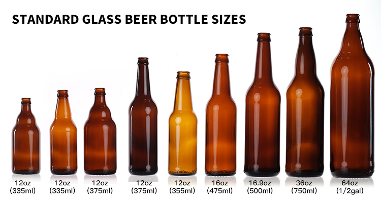 Wholesale Empty 330ml 500ml Green Amber Empty Beer Bottle with Crown Cap