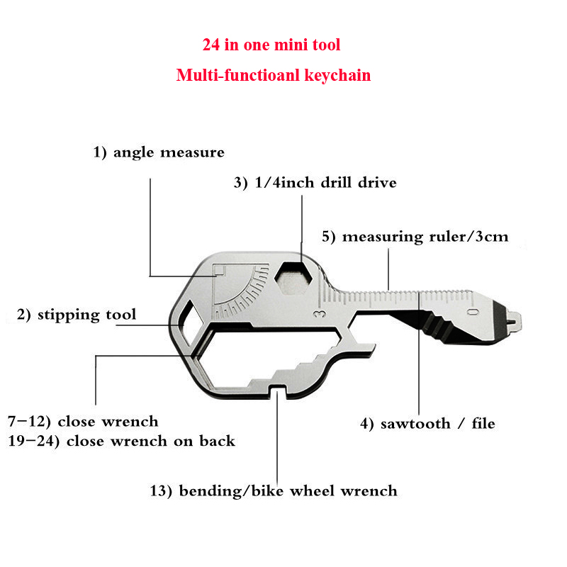 OEM Portable Mini EDC Keychain Survival Kit Tools For Hiking Camping