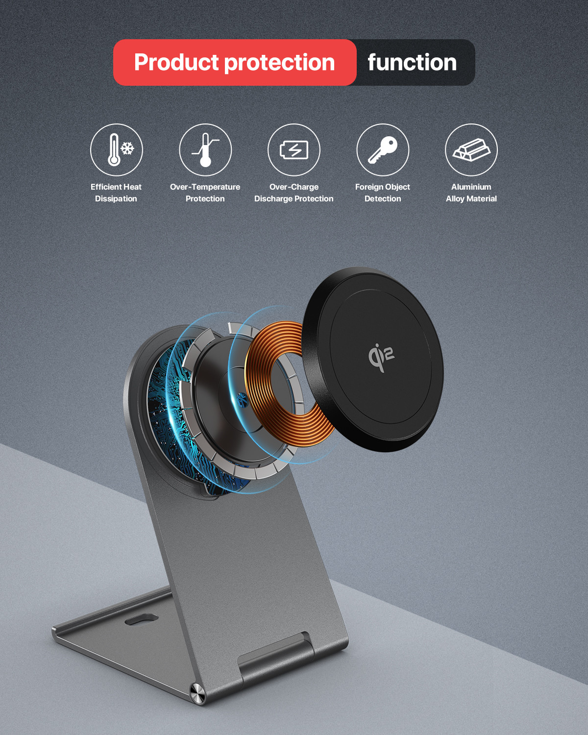 Wireless Charging Stand Charge Metal Wireless Charger For IPhone Samsung Qi Phones