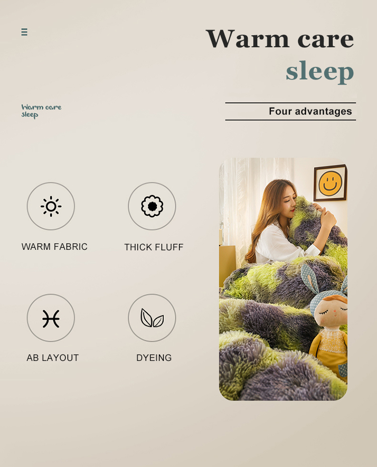 Thickened Designer Bedding Sets 3-piece Warm Color Matching Plush Duvet for Home Wedding