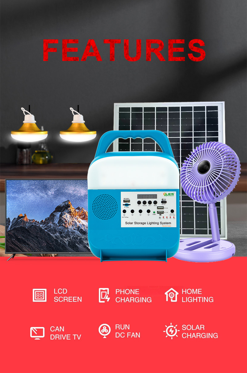 Powered Portable Solar Camping Light Home System Kits SRE-815B With Fan