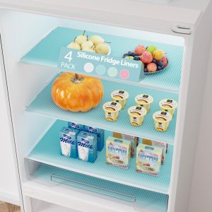 Reusable Silicone Refrigerator Liners Washable, Non-Slip Fridge Shelf Mats For