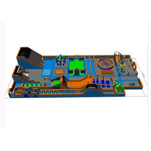 Trampoline Theme Playground Inflatable Play Parks With Two Slides