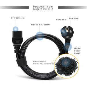 Electronical Machine C13 C14 Power Cable HO55VV-F EU Plug Extension Cord