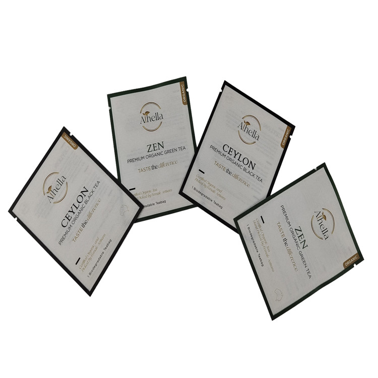 Custom Printed Biodegradable Small Sachet for Tea Coffee Powder Compostable Resealable Mylar Bags