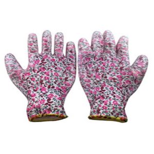 China Polyester Garden Work Gloves , Paint Printing Polyurethane Coated Gloves on sale