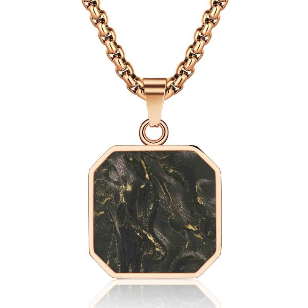 Rose Gold Jewelry Stainless Steel Plated Carbon Fiber Cross Pendant Metal Chain