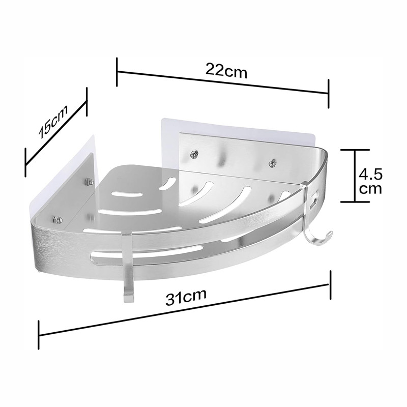 Strong Adhesive Shower Caddy with Hooks for Brushes and Sponges