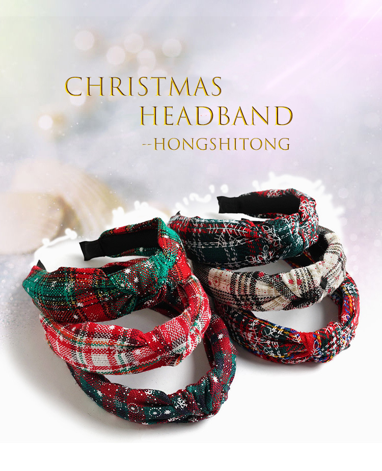 Christmas Xmas Cross Knot Hairband Plaid Holiday Decorations 40cm 15.8in