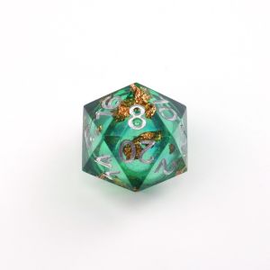 Green foil gold natural resin multi -faceted desktop game Dice Border Gate