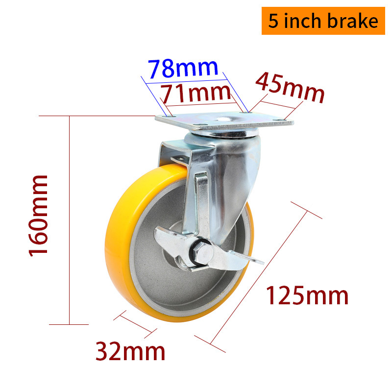 EDL Medium Duty 5inch 150kg Plate TPU Caster by Rigid, Swivel and Brake type