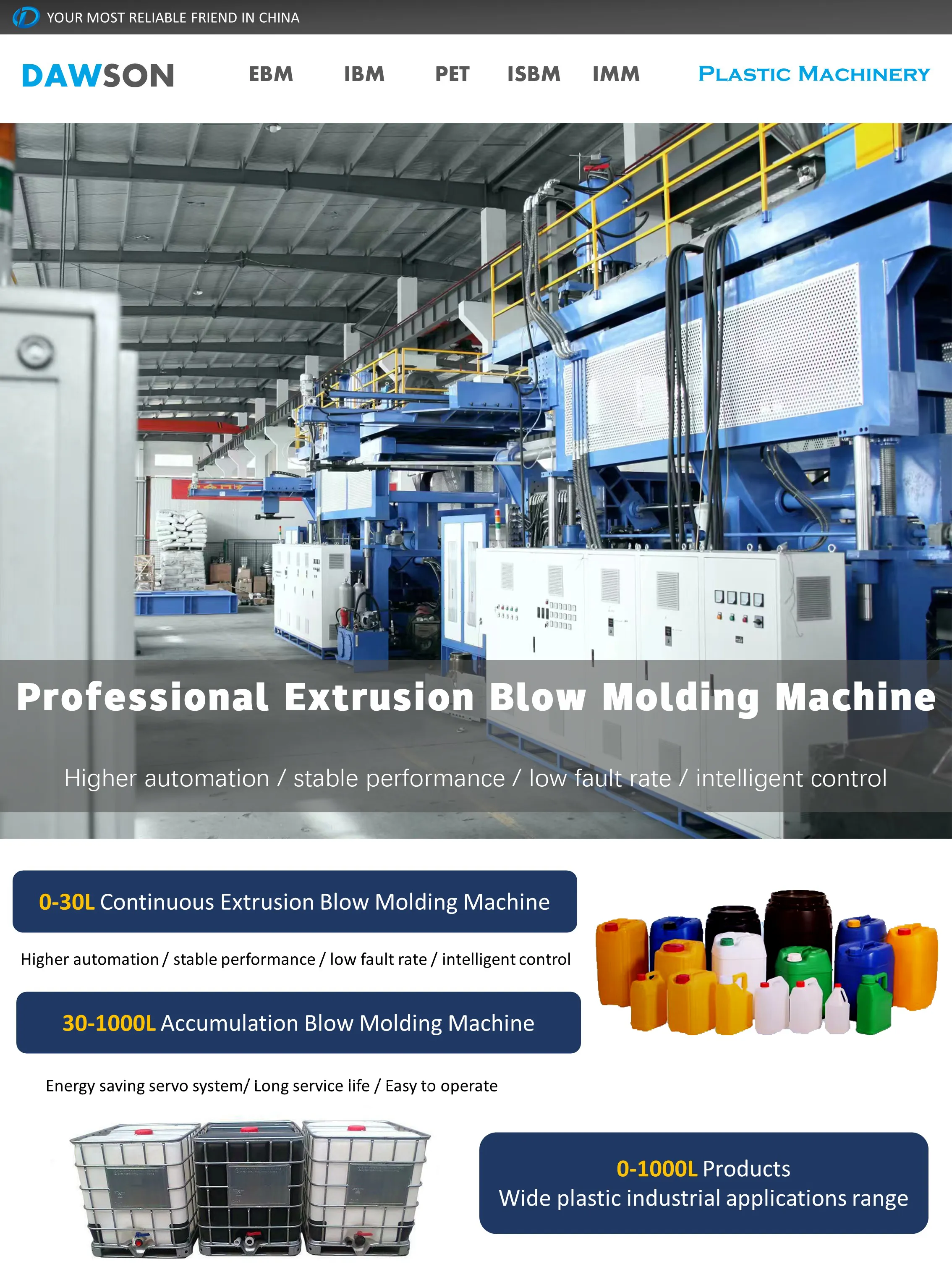 Chemical Tank Extrusion HDPE Blow Molding Machine 1000L IBC Container