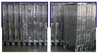 Four Side Mesh 2 Shelves Wire Utility Cart, Tool Storage Wire Roll Cage