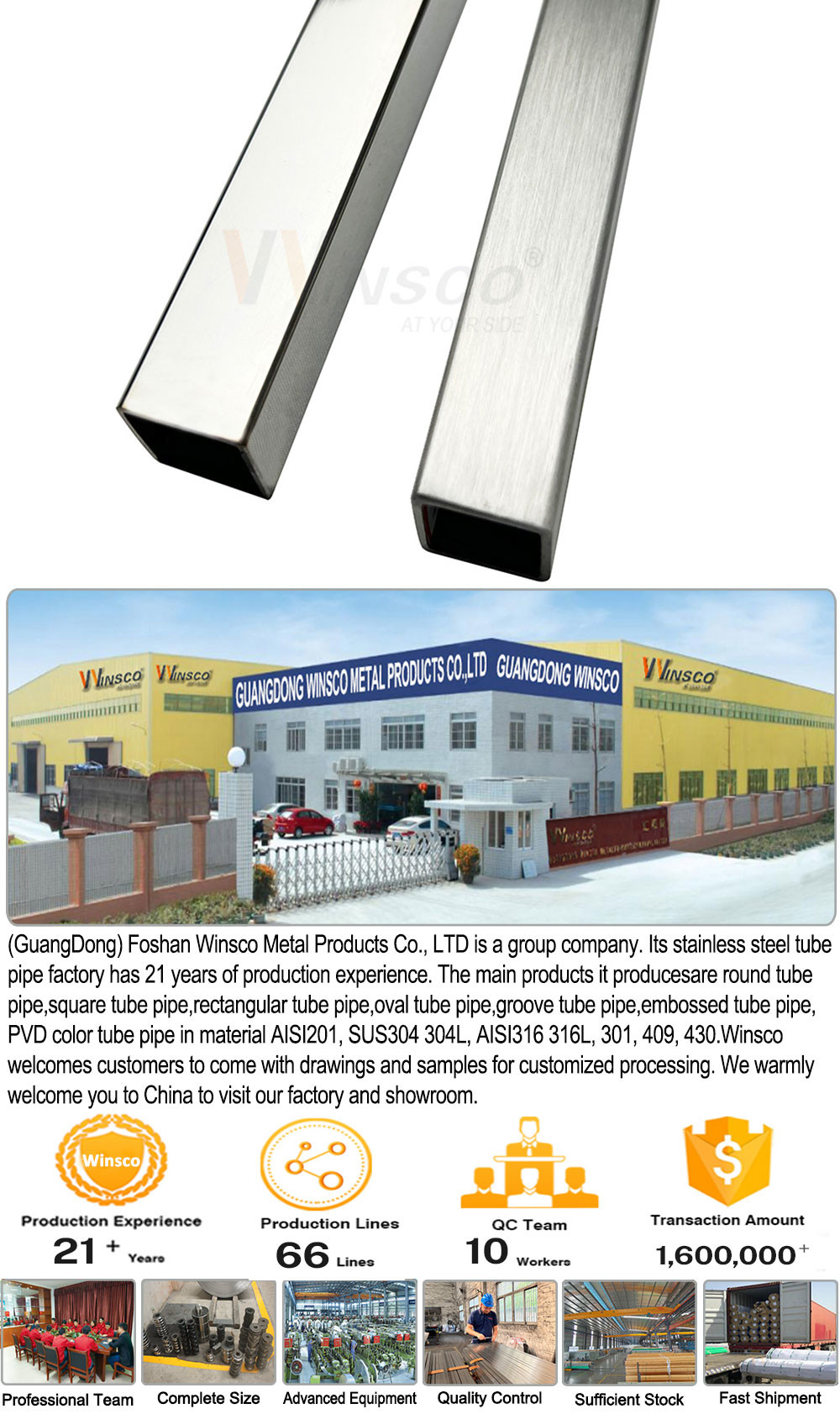 0.4mm-1.2mm Thickness 6M Length Stainless Steel Square Tube 10mmx10mm Size AISI 201 304 316 Inox Metal Pipe