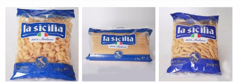Custom printing clear plastic flour macaroni pasta spaghetti packaging bag