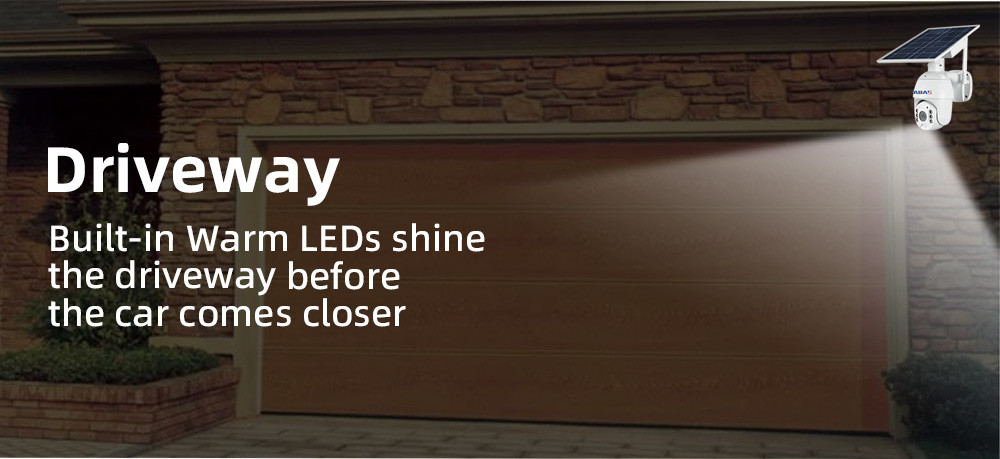 1080P Spotlight Solar Battery Powered Camera Pan Tilt 360 View