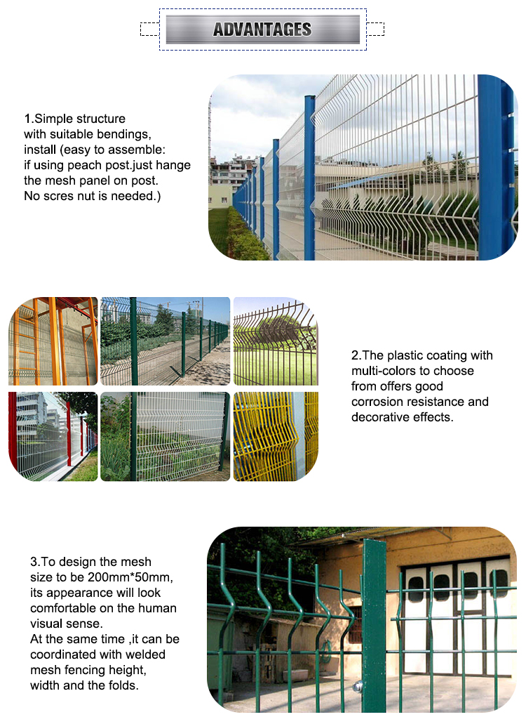 Cheap Galvanized/PVC Coated Mesh 3D  Fence Bend Fence for Security