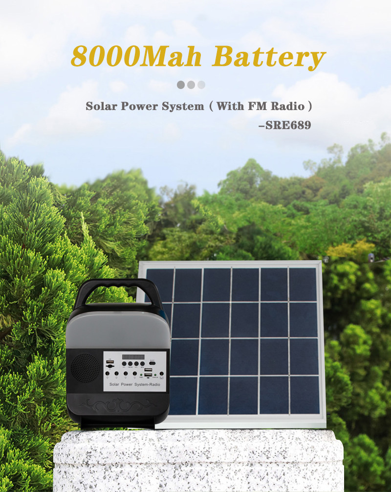 Portable 9W / 6V Solar Power Home Lighting System 8000Mah Energy Saving Light
