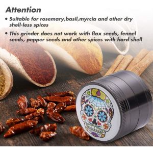Skull Pattern 2" Aluminum Spice Grinder With Pollen Catcher