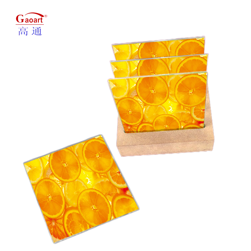 Square Tempered Glass Bread Float Cutting Board with Smooth Surface and Wine Glass Coaster