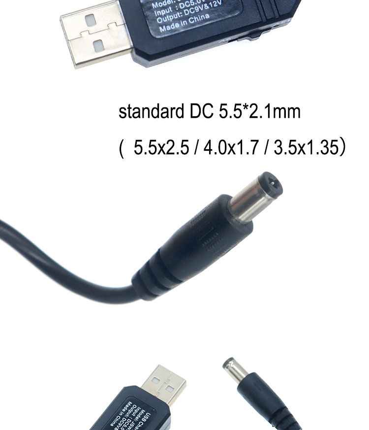 High Quality USB 5v to 9v 12v Step up DC Power Cord Booster Cable for Router