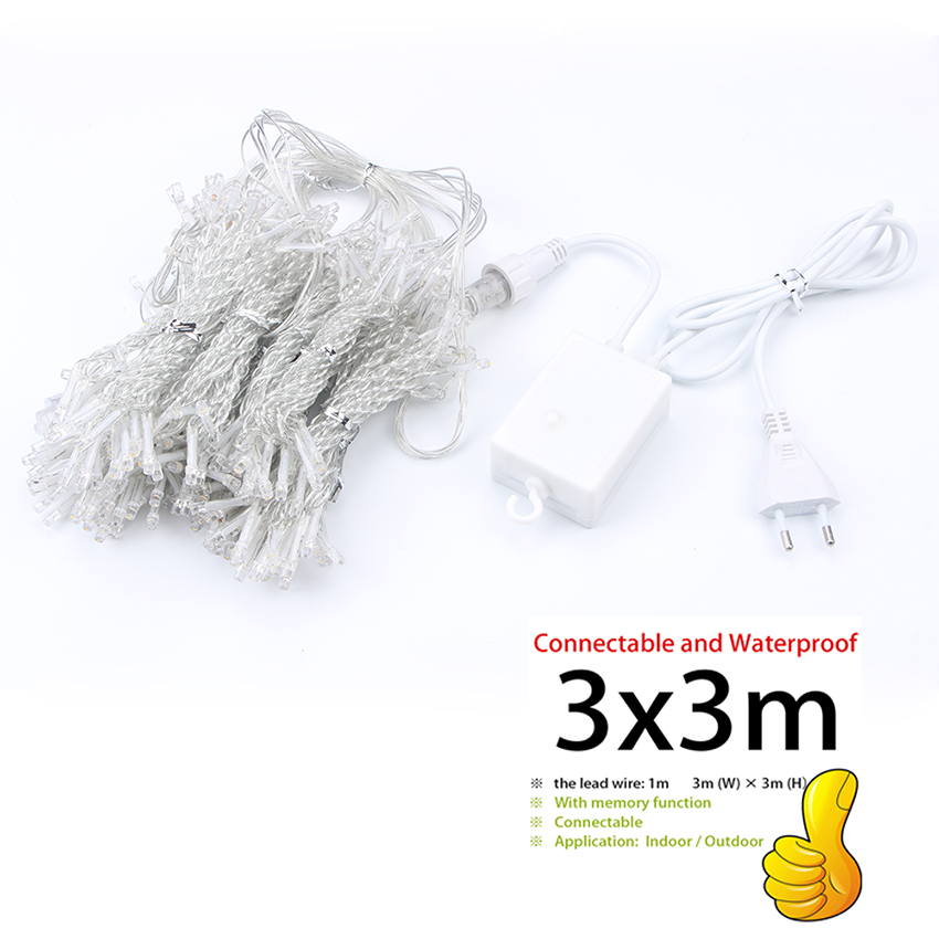 3x1/3x2/3x3m LED Icicle String Lights Christmas Fairy Lights garland Outdoor Home For Wedding/Party/Curtain/Garden Decor
