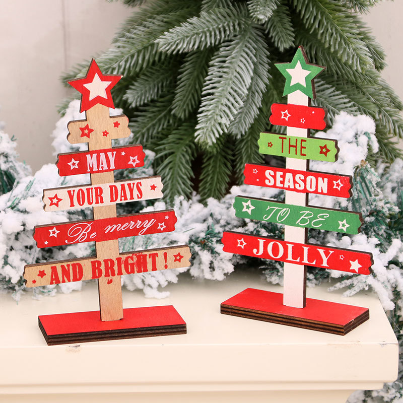 Mini wooden Desktop Christmas tree for Decorations