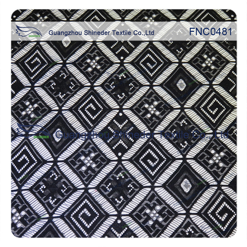 Black Rhombic Wedding Rayon Nylon Lace Fabric
