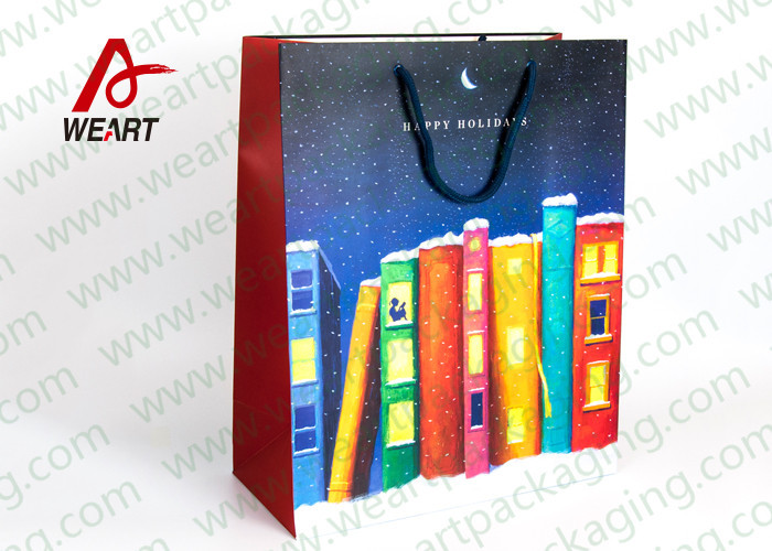 Pink Holiday Goodie Christmas Paper Bags No Minimum Hot Foil LOGO