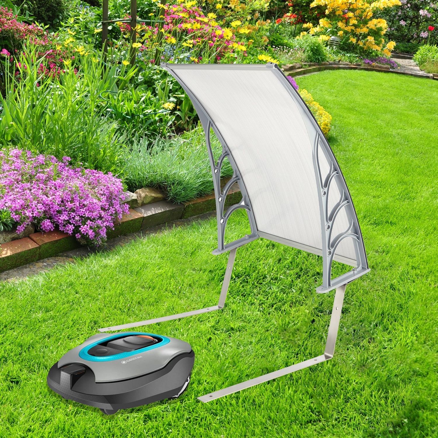 Clear Glass Roof Two ABS Brackets 8.3kgs Robot Mower Garage