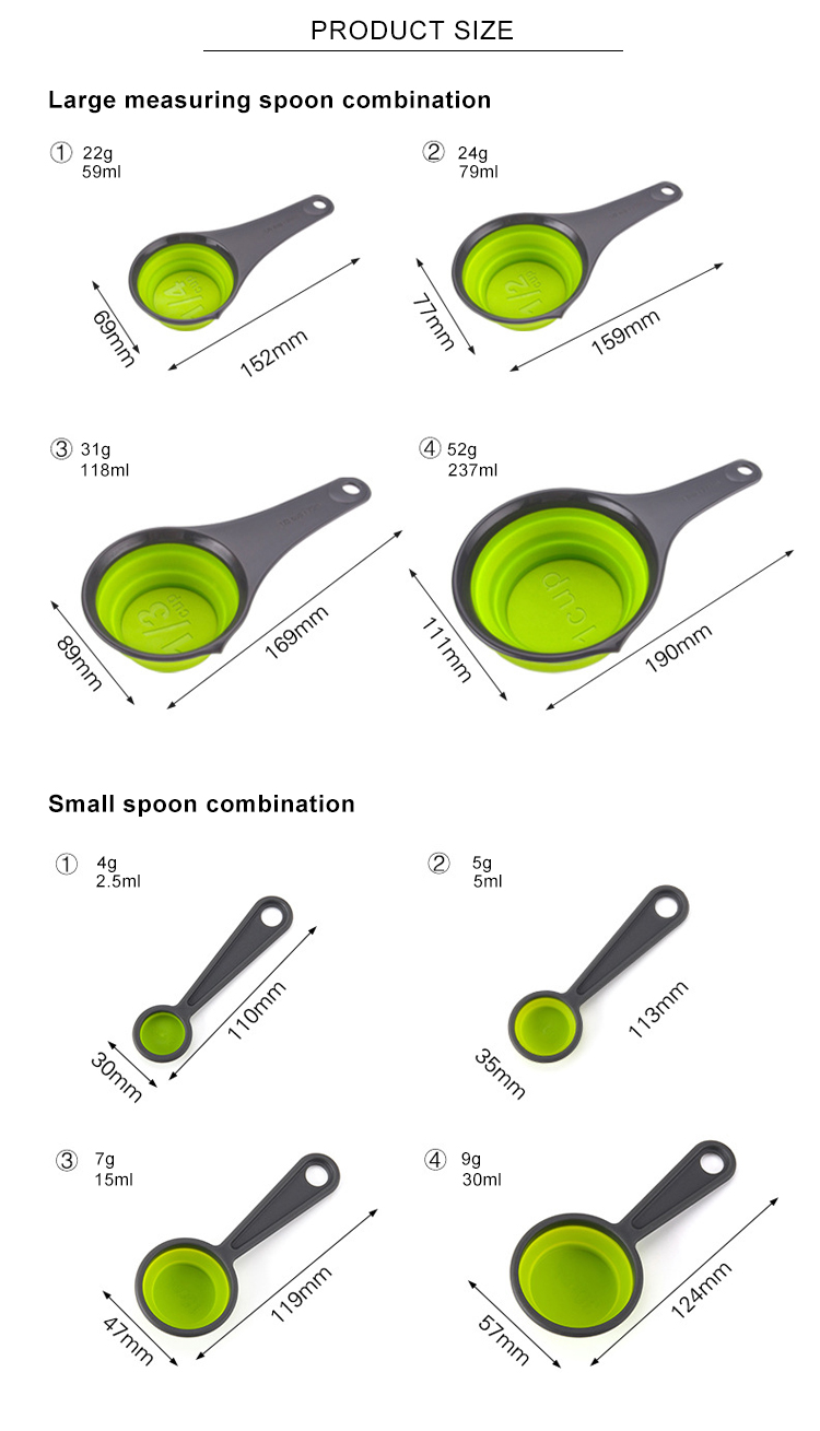 Collapsible Silicone Measuring Cups And Spoon Set