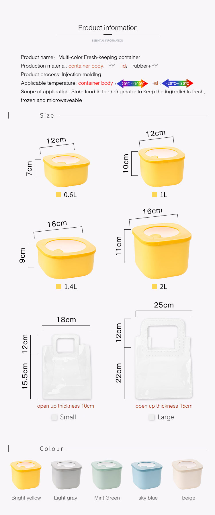 1L 2L 3L Microwave Plastic Food Container Plastic Kitchen Organizer