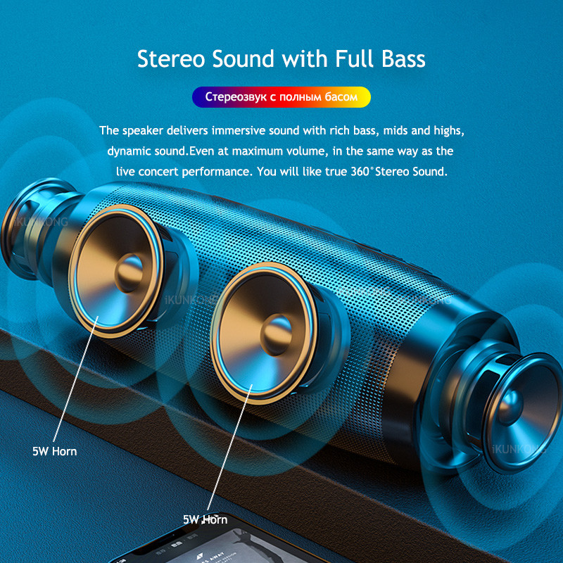 Rainbow LED Wireless Bluetooth Speakers 3.7v 1200mAh HIFI TF FM Radio Player