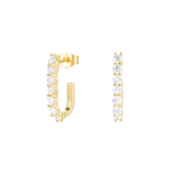 Trendy 925 Sterling Silver 14k Gold Trendy Bend Stud Earrings For Women Girls