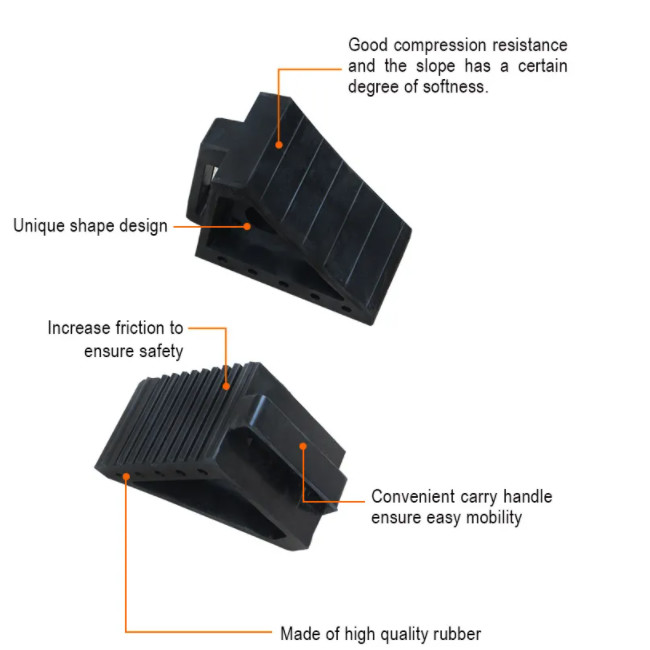 4.4 Pounds Auto Parking Heavy Duty Solid Rubber Wheel Chocks With Eyelet