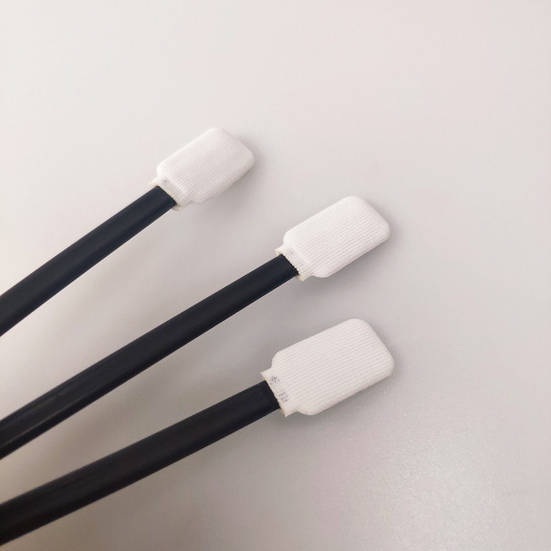Cleaning Black Handle Double Layers Polyester Swabs 100pcs/Bag