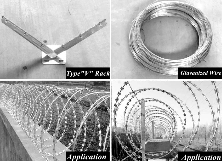 Low Carbon Cross Type Hot Dip Galvanized Razor Wire 500mm Coil Diameter 22mm±1mm