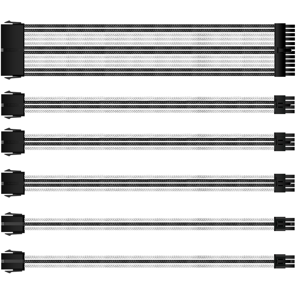 Sleeve Extension Cable 16AWG Extremely Soft Material Wire Sleeve Kit Black White 300mm Sleeved Extension Kit PSU
