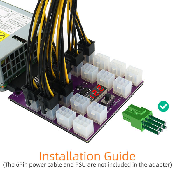 3mil Power Supply Breakout Board ATX 17x 6 Pin 12V For Ethereum BTC Mining