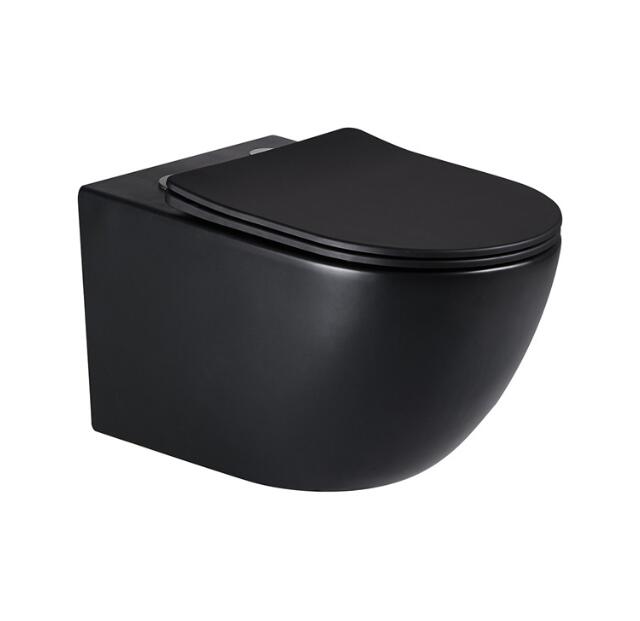 European Classic Design Matte Black 2 in 1 Ceramic WC Bathroom Toilets Water Set Ware