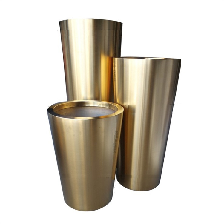 Modern gold metal durable pillar planters and flower pots