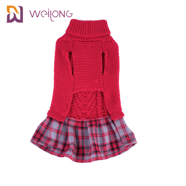 Yarn Dyed Plaid Customized Knit Pet Sweater BSCI Knitted Wool Dog Jumper