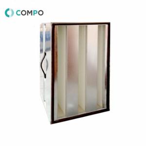 China ABS V Filter Pleated HEPA Air Filter HVAC System With Galvanized Frame on sale