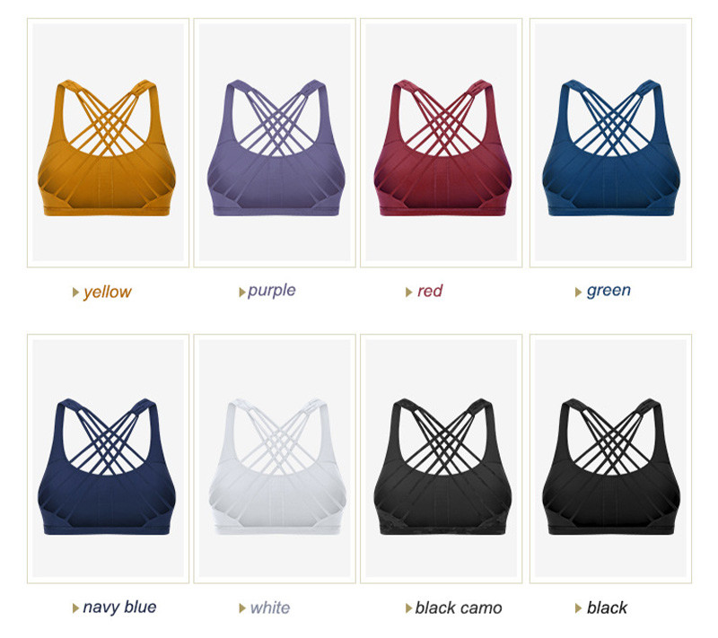 Naked Feeling Breathable Women Sports Bra Cross Back With Removable Pad