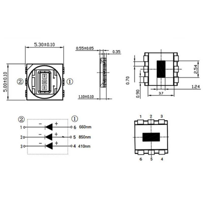 1.5W 5050 SMD LED Chip 660nm+850nm+415nm For LED Medical Cosmetology Alleviate Pain