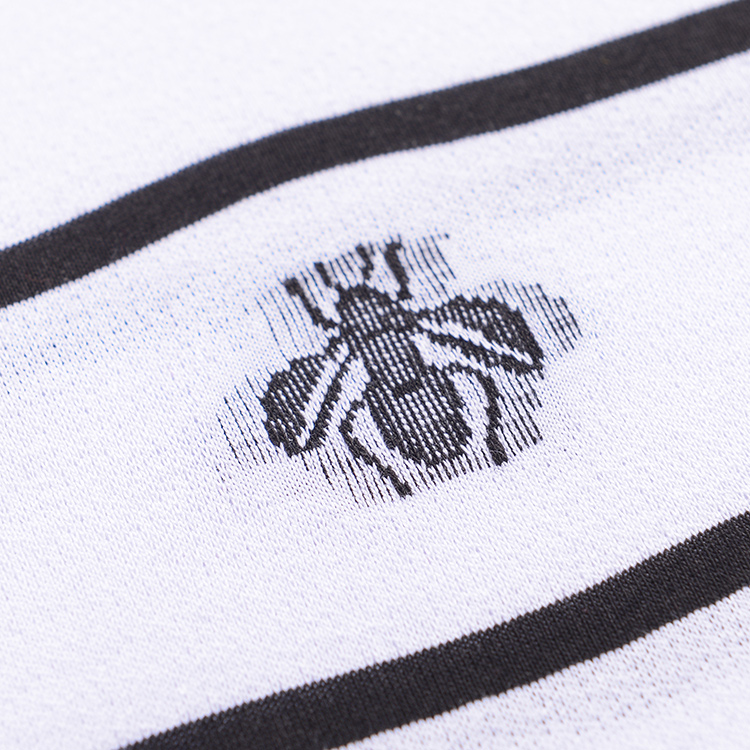 Bee Pattern Black And White Striped T Shirt Mens Breathable Bamboo Fiber Material