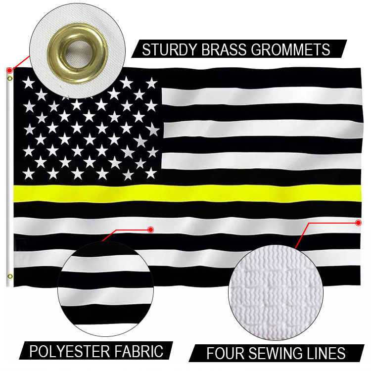 China Knitted Polyester Thin Yellow Line Flag 3x5' Single Reverse Outdoor Canvas Header on sale