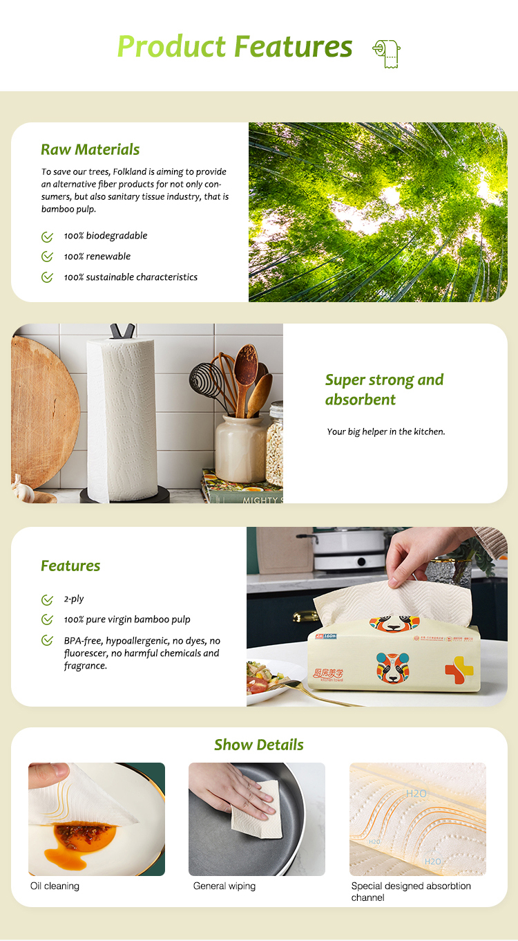 Nontoxic Practical Kitchen Tissue Towel , Sustainable Tissue Paper For Kitchen Use