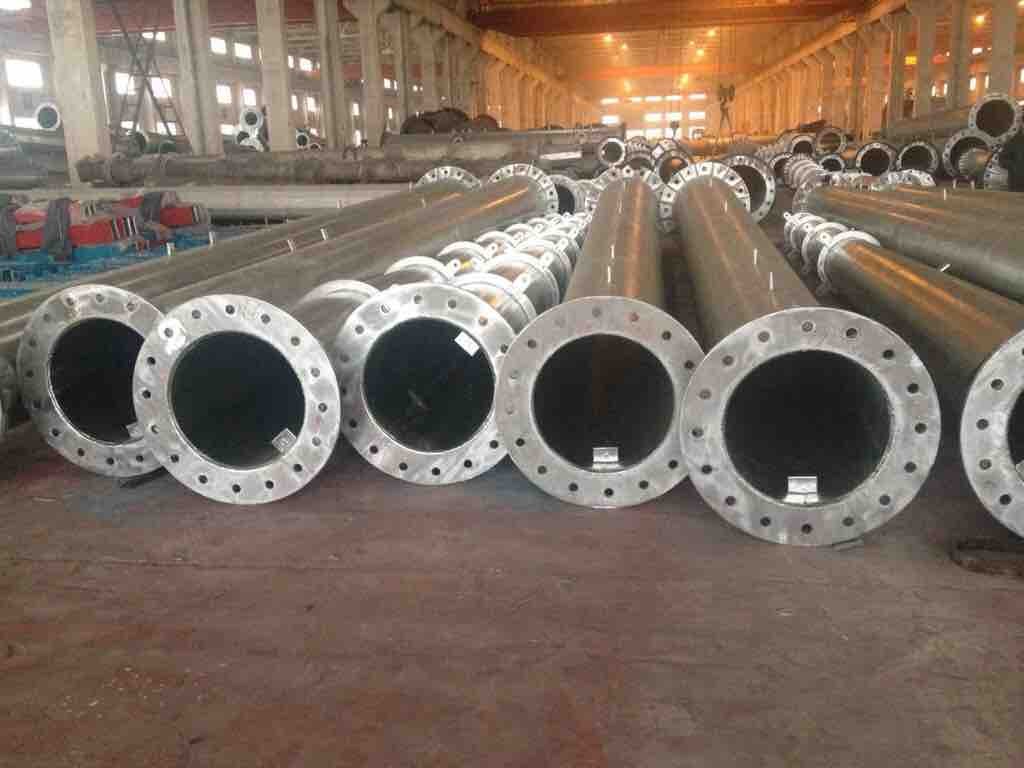 High Voltage Polygonal Tubular / Conical Electrical Steel Utility Poles for Transmission Line