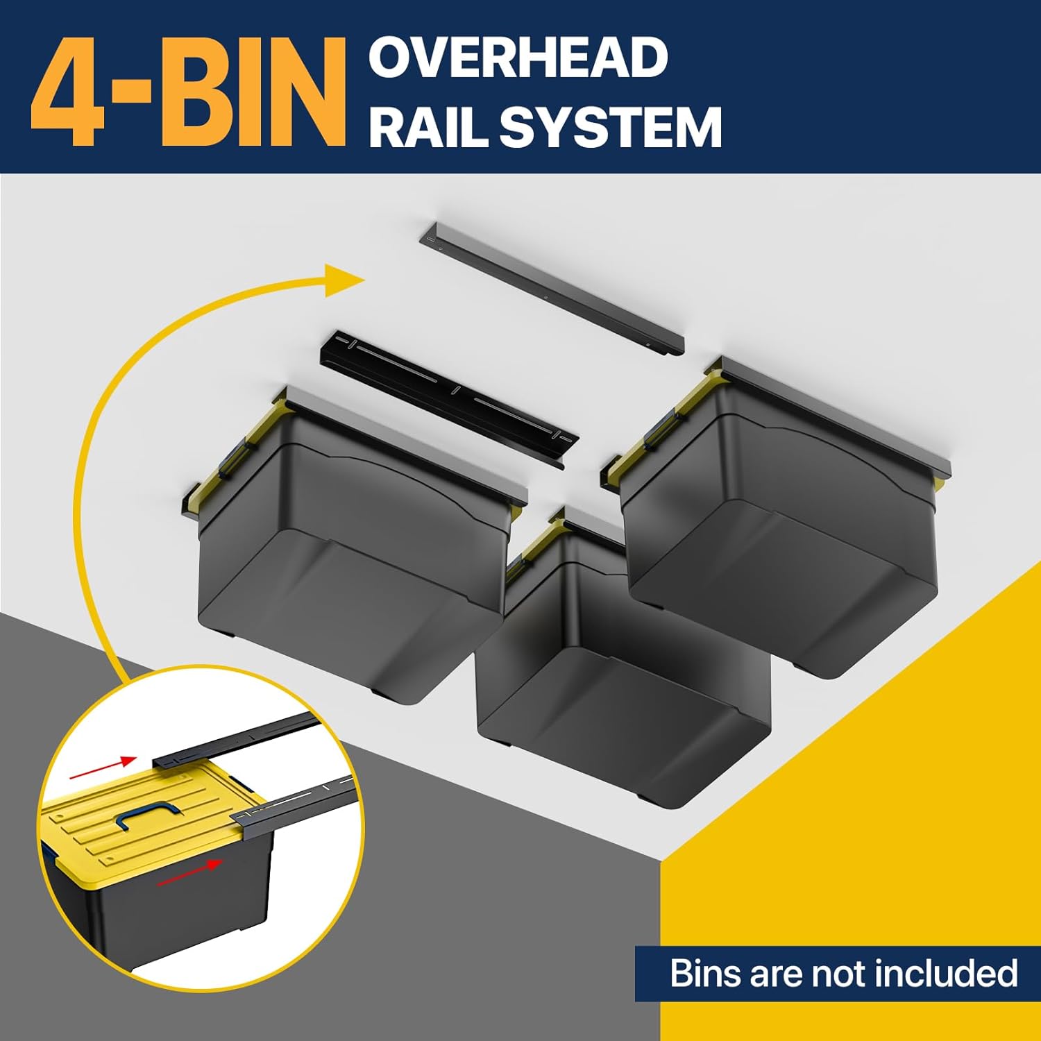 Overhead Garage Storage Racks for Utility Bins 26inch 1.8mm Heavy Duty Ceiling Mount